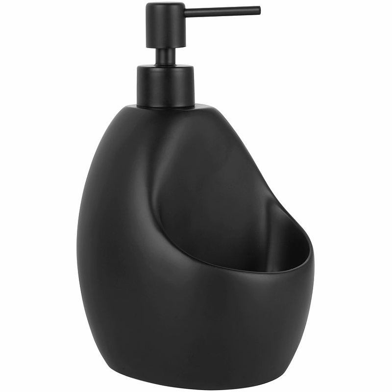 Дозатор для жидкого мыла WasserKRAFT K-8099BLACK с емкостью для губки Черный матовый дозатор для жидкого мыла wasserkraft k 8099black с емкостью для губки черный матовый