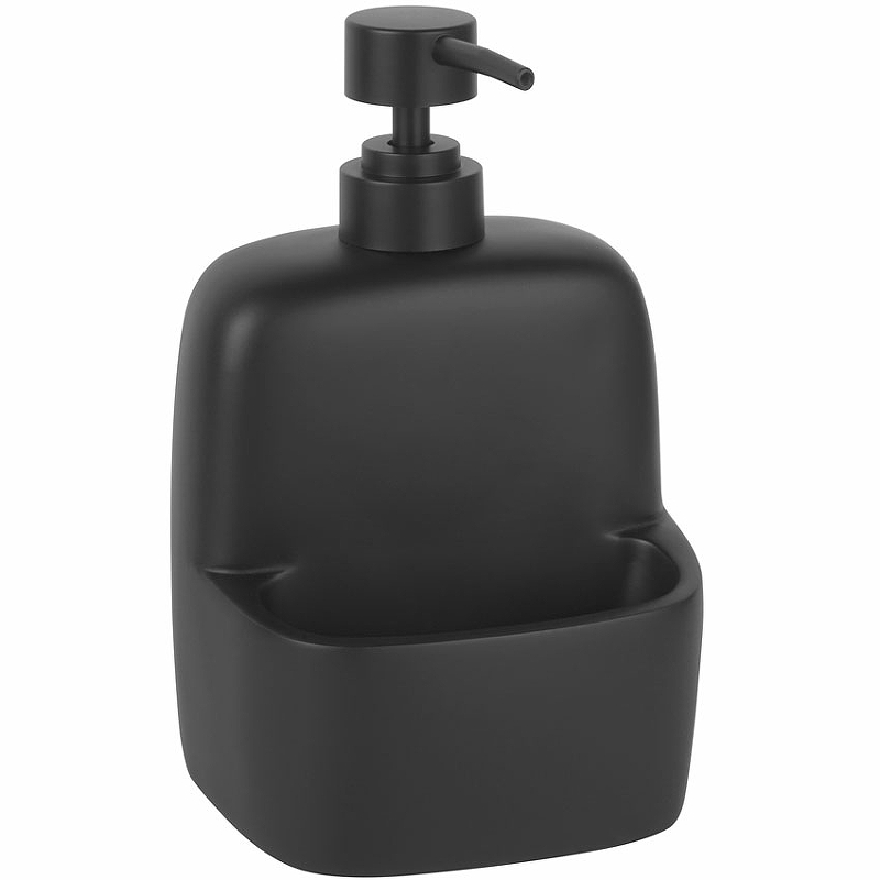 Дозатор для жидкого мыла WasserKRAFT K-8499BLACK с емкостью для губки Черный матовый дозатор для мыла wasserkraft lossa настольный полирезин разноцветный k 3499