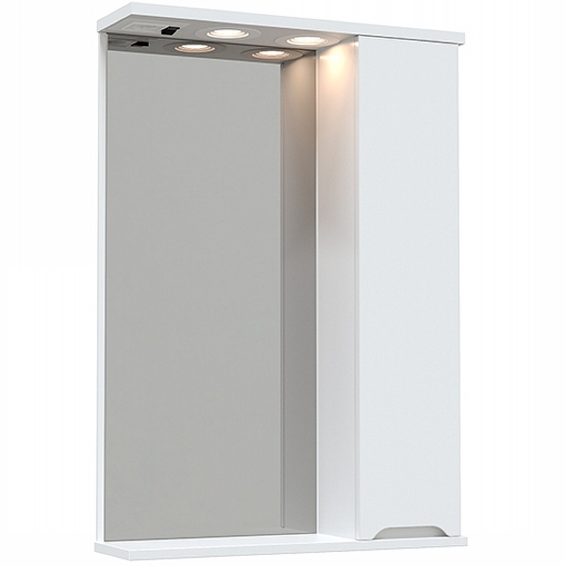 Зеркало со шкафом Avanti Uno 60 R 00707 с подсветкой Белое глянцевое зеркало со шкафом avanti laguna 85 r 7734 с подсветкой белое