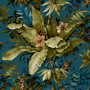 Обои Grandeco Asperia A 55801 Винил на флизелине (0,53*10,05) Бирюзовый/Зеленый, Листья/Цветы
