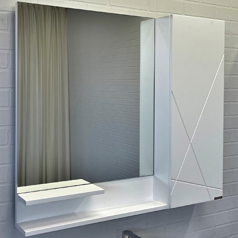 Зеркало со шкафом Comforty Мерано 90 R 00-00010664 Белое матовое зеркало со шкафом comforty варна 90 r 00 00009918 дуб сонома