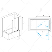 Шторка на ванну RGW Screens SC-109B 60х150 411110906-14 профиль Черный стекло прозрачное-5