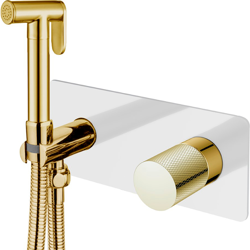 Гигиенический душ со смесителем Boheme Stick 127-WG.2 Белый Золото гигиенический душ со смесителем boheme stick 127 bcr 2 черный матовый хром