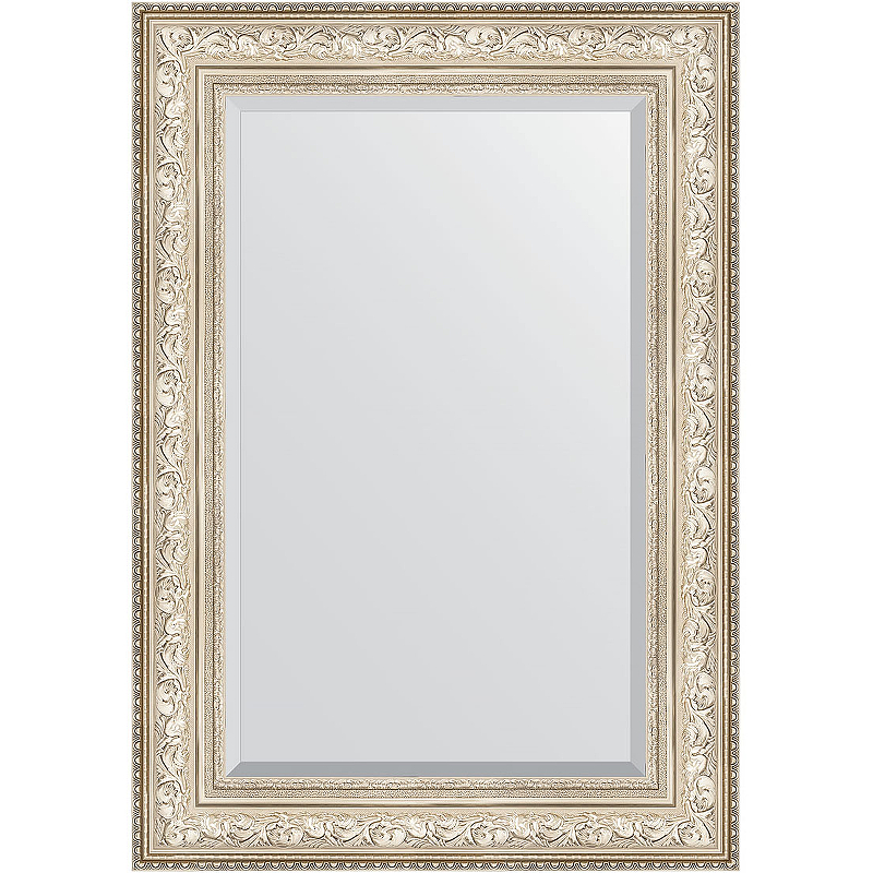 Зеркало Evoform Exclusive 100х70 BY 3452 с фацетом в багетной раме - Виньетка серебро 109 мм зеркало 100х70 см conti relax zlp470