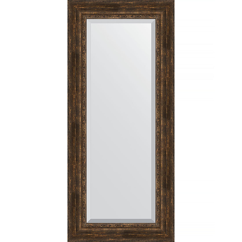 Зеркало Evoform Exclusive 152х67 BY 3560 с фацетом в багетной раме - Состаренное дерево с орнаментом 120 мм