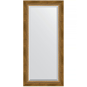 Зеркало Evoform Exclusive 113х53 BY 3484 с фацетом в багетной раме - Состаренная бронза с плетением 70 мм