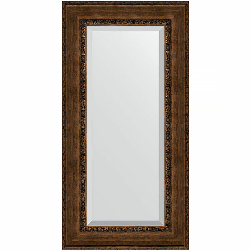 Зеркало Evoform Exclusive 122х62 BY 3507 с фацетом в багетной раме - Состаренная бронза с орнаментом 120 мм