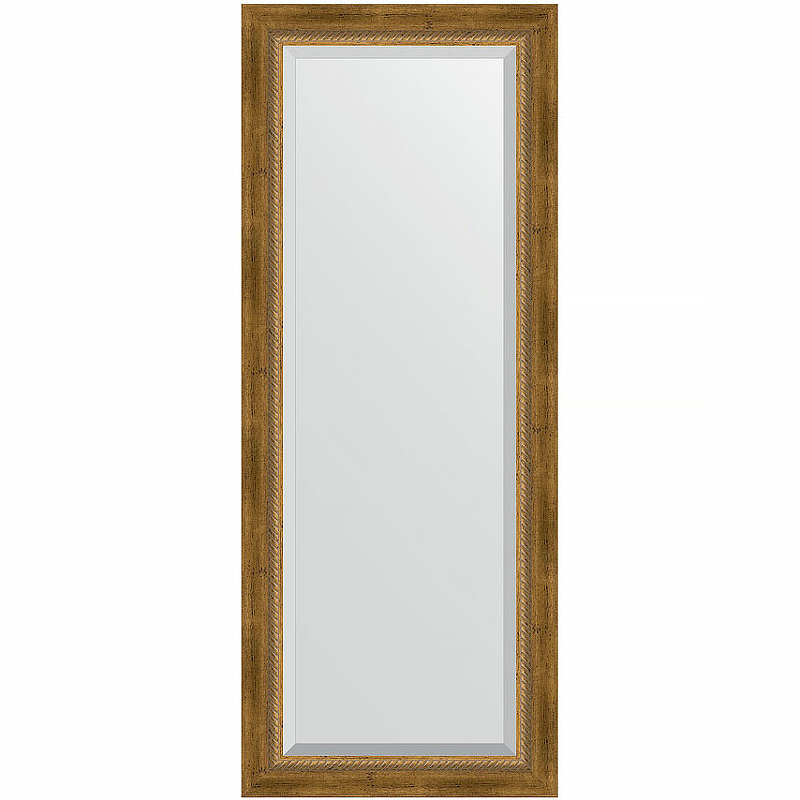 Зеркало Evoform Exclusive 133х53 BY 3510 с фацетом в багетной раме - Состаренная бронза с плетением 70 мм