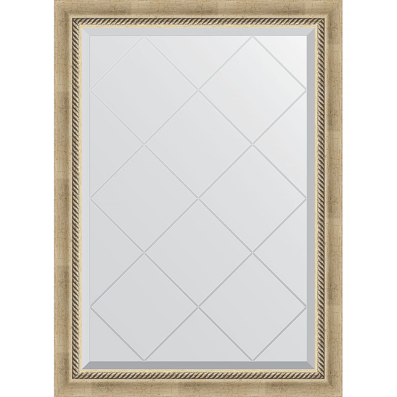 Зеркало Evoform Exclusive-G 101х73 BY 4175 с гравировкой в багетной раме - Состаренное серебро с плетением 70 мм