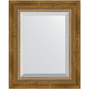Зеркало Evoform Exclusive 53х43 BY 3354 с фацетом в багетной раме - Состаренная бронза с плетением 70 мм