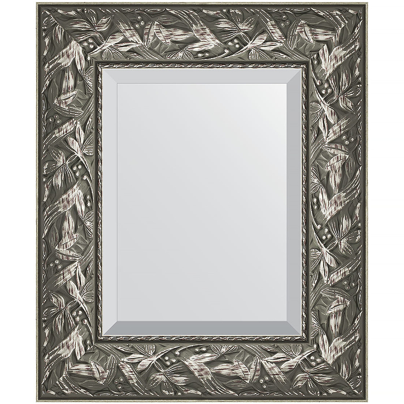 Зеркало Evoform Exclusive 59х49 BY 3364 с фацетом в багетной раме - Византия серебро 99 мм