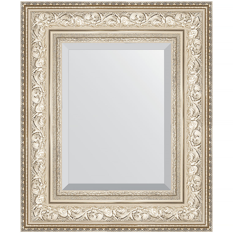 Зеркало Evoform Exclusive 60х50 BY 3374 с фацетом в багетной раме - Виньетка серебро 109 мм