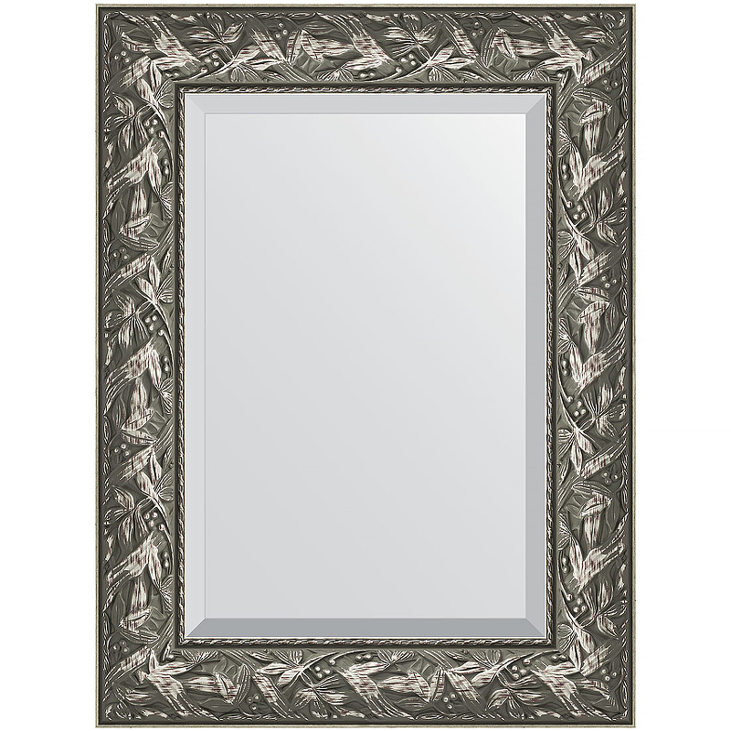 Зеркало Evoform Exclusive 79х59 BY 3390 с фацетом в багетной раме - Византия серебро 99 мм зеркало с гравировкой в багетной раме evoform византия серебро 99 мм 89x89 см