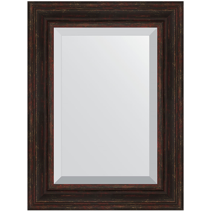 Зеркало Evoform Exclusive 79х59 BY 3395 с фацетом в багетной раме - Темный прованс 99 мм зеркало с гравировкой в багетной раме evoform темный прованс 99 мм 109x109 см