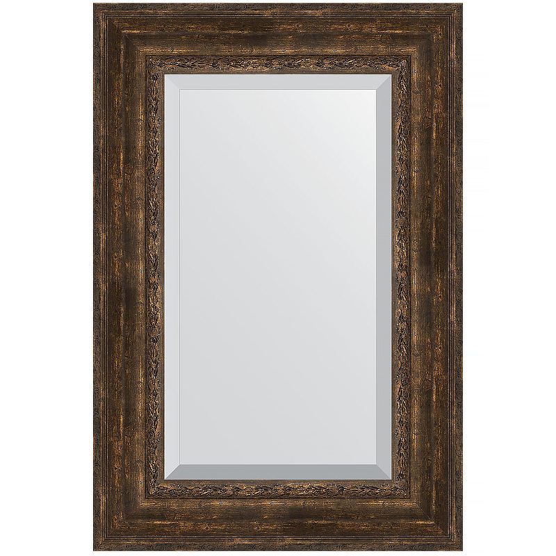 Зеркало Evoform Exclusive 92х62 BY 3430 с фацетом в багетной раме - Состаренное дерево с орнаментом 120 мм