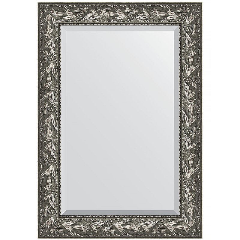 цена Зеркало Evoform Exclusive 99х69 BY 3442 с фацетом в багетной раме - Византия серебро 99 мм