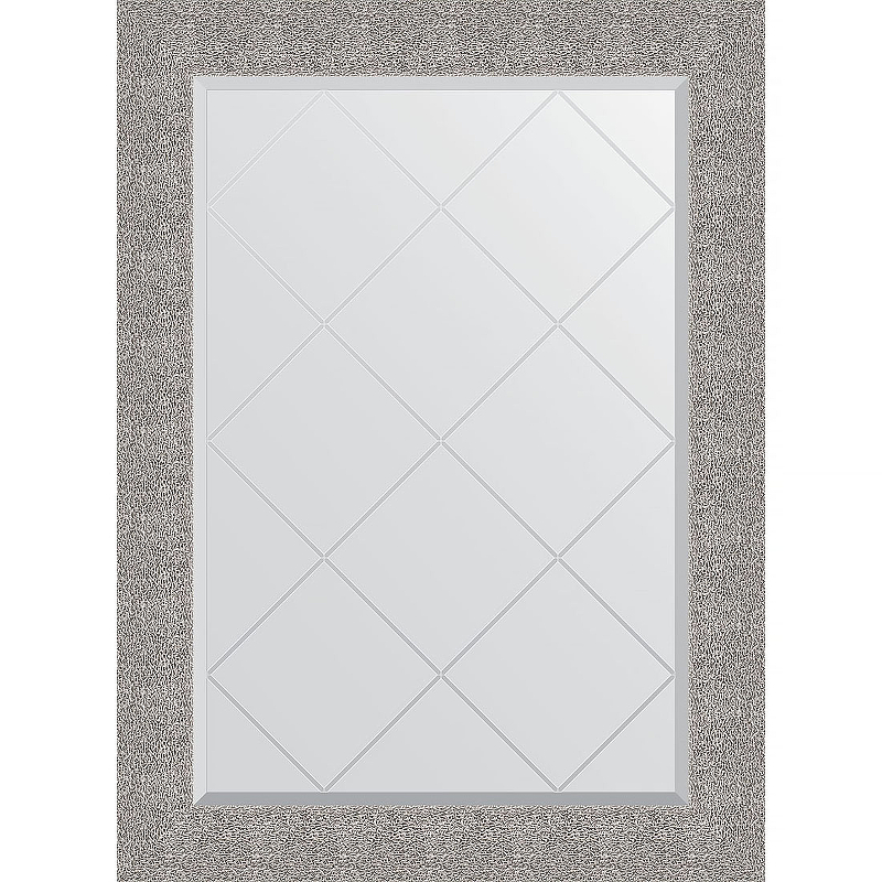 Зеркало Evoform Exclusive-G 104х76 BY 4195 с гравировкой в багетной раме - Чеканка серебряная 90 мм