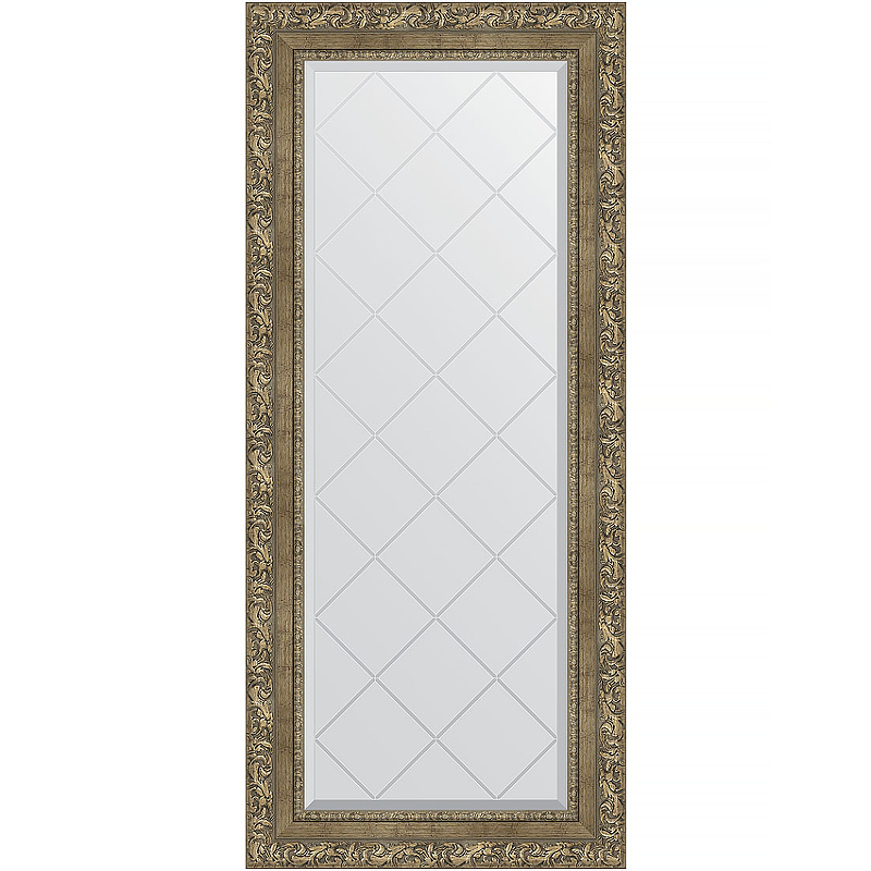 Зеркало Evoform Exclusive-G 125х55 BY 4059 с гравировкой в багетной раме - Виньетка античная латунь 85 мм