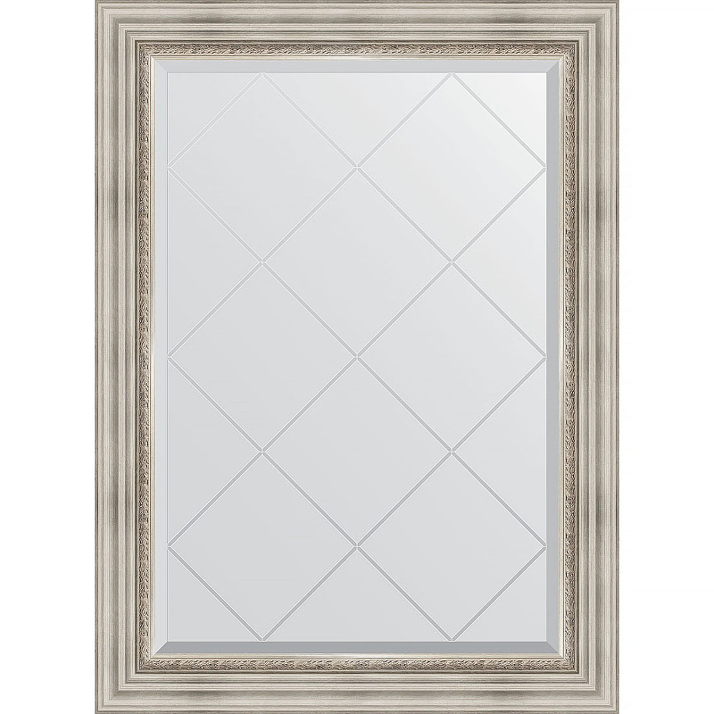 Зеркало Evoform Exclusive-G 104х76 BY 4190 с гравировкой в багетной раме - Римское серебро 88 мм