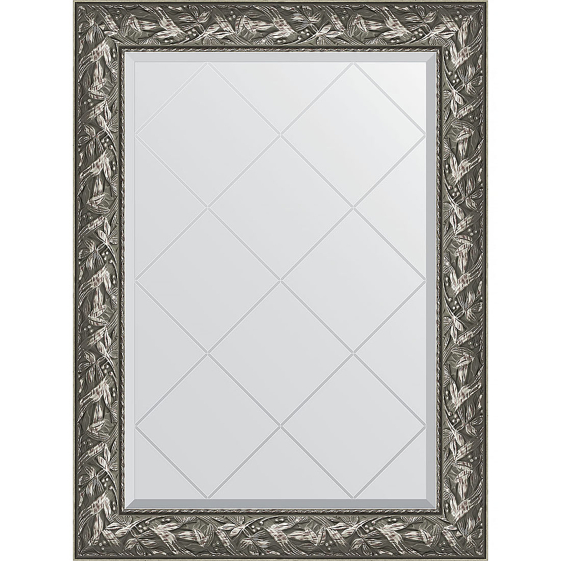 Зеркало Evoform Exclusive-G 106х79 BY 4200 с гравировкой в багетной раме - Византия серебро 99 мм