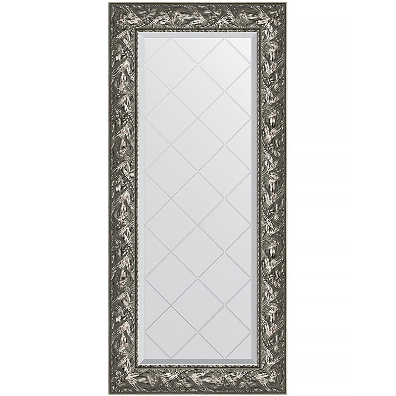 Зеркало Evoform Exclusive-G 128х59 BY 4071 с гравировкой в багетной раме - Византия серебро 99 мм