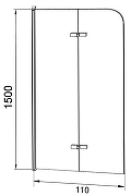 Шторка на ванну Grossman 110x150 GR-106110 профиль Хром стекло прозрачное-2