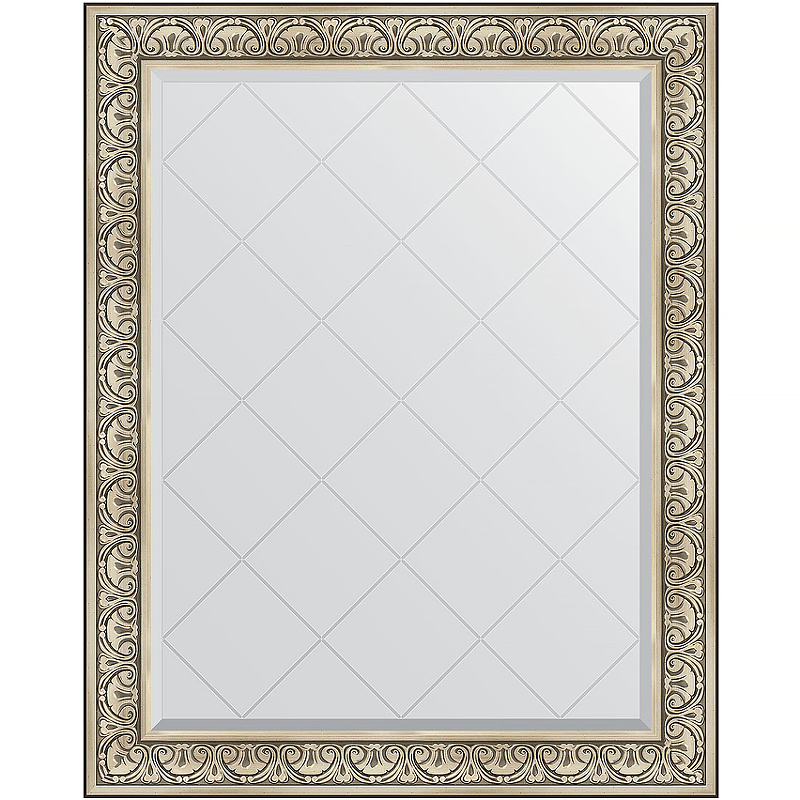 Зеркало Evoform Exclusive-G 125х100 BY 4381 с гравировкой в багетной раме - Барокко серебро 106 мм