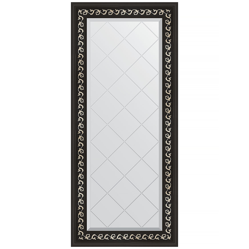 Зеркало Evoform Exclusive-G 124х55 BY 4053 с гравировкой в багетной раме - Черный ардеко 81 мм