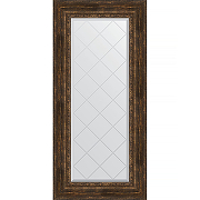 Зеркало Evoform Exclusive-G 132х62 BY 4086 с гравировкой в багетной раме - Состаренное дерево с орнаментом 120 мм