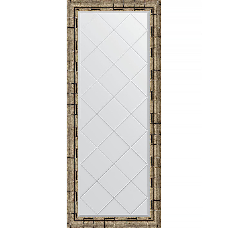 Зеркало Evoform Exclusive-G 153х63 BY 4136 с гравировкой в багетной раме - Серебряный бамбук 73 мм