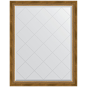 Зеркало Evoform Exclusive-G 118х93 BY 4348 с гравировкой в багетной раме - Состаренная бронза с плетением 70 мм