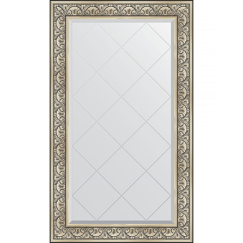 Зеркало Evoform Exclusive-G 135х80 BY 4252 с гравировкой в багетной раме - Барокко серебро 106 мм 24639