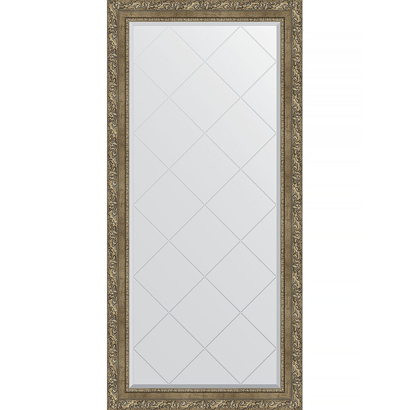 Зеркало Evoform Exclusive-G 157х75 BY 4274 с гравировкой в багетной раме - Виньетка античная латунь 85 мм