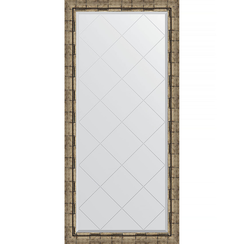 Зеркало Evoform Exclusive-G 135х73 BY 4265 с гравировкой в багетной раме - Серебряный бамбук 73 мм