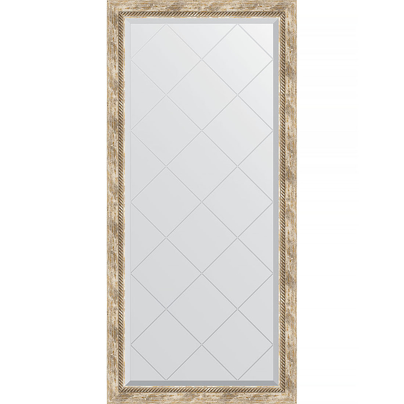 Зеркало Evoform Exclusive-G 135х73 BY 4263 с гравировкой в багетной раме - Прованс с плетением 70 мм