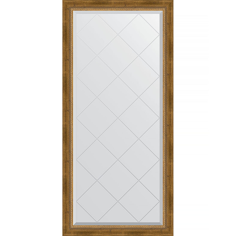 Зеркало Evoform Exclusive-G 135х73 BY 4262 с гравировкой в багетной раме - Состаренная бронза с плетением 70 мм