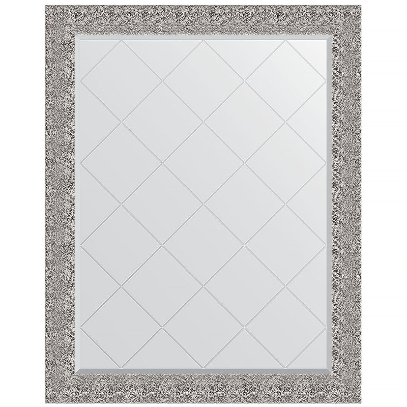Зеркало Evoform Exclusive-G 121х96 BY 4367 с гравировкой в багетной раме - Чеканка серебряная 90 мм