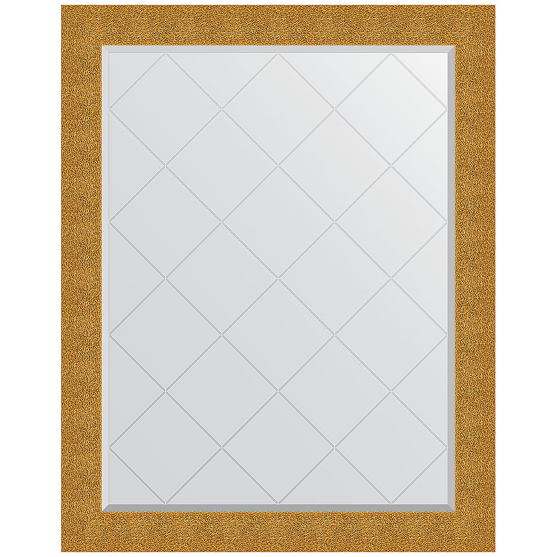 Зеркало Evoform Exclusive-G 121х96 BY 4366 с гравировкой в багетной раме - Чеканка золотая 90 мм