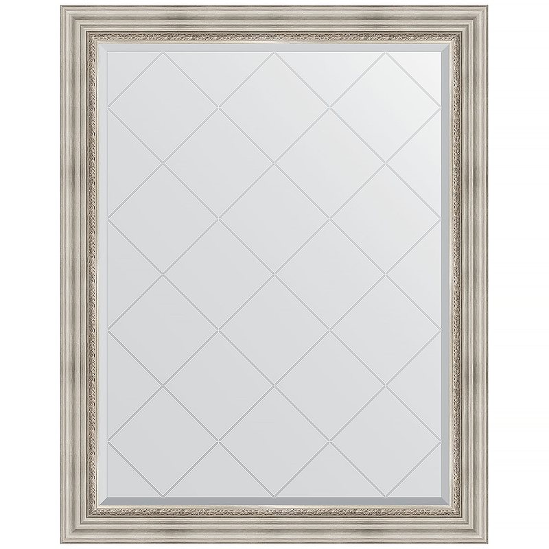 Зеркало Evoform Exclusive-G 121х96 BY 4362 с гравировкой в багетной раме - Римское серебро 88 мм