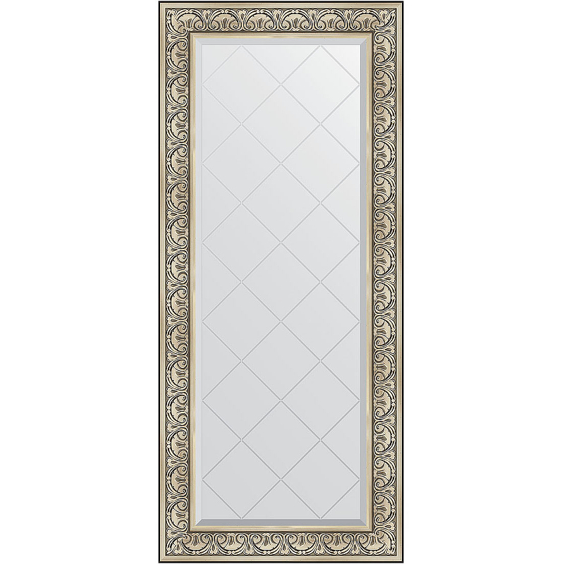 Зеркало Evoform Exclusive-G 160х70 BY 4166 с гравировкой в багетной раме - Барокко серебро 106 мм зеркало evoform exclusive 160х70 барокко золото