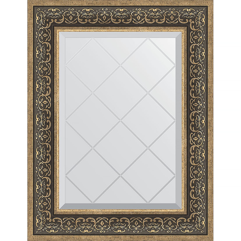 Зеркало Evoform Exclusive-G 76х59 BY 4035 с гравировкой в багетной раме - Вензель серебряный 101 мм