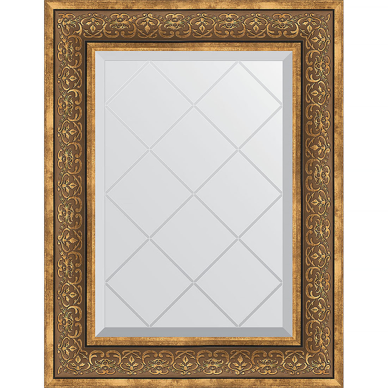 Зеркало Evoform Exclusive-G 76х59 BY 4034 с гравировкой в багетной раме - Вензель бронзовый 101 мм