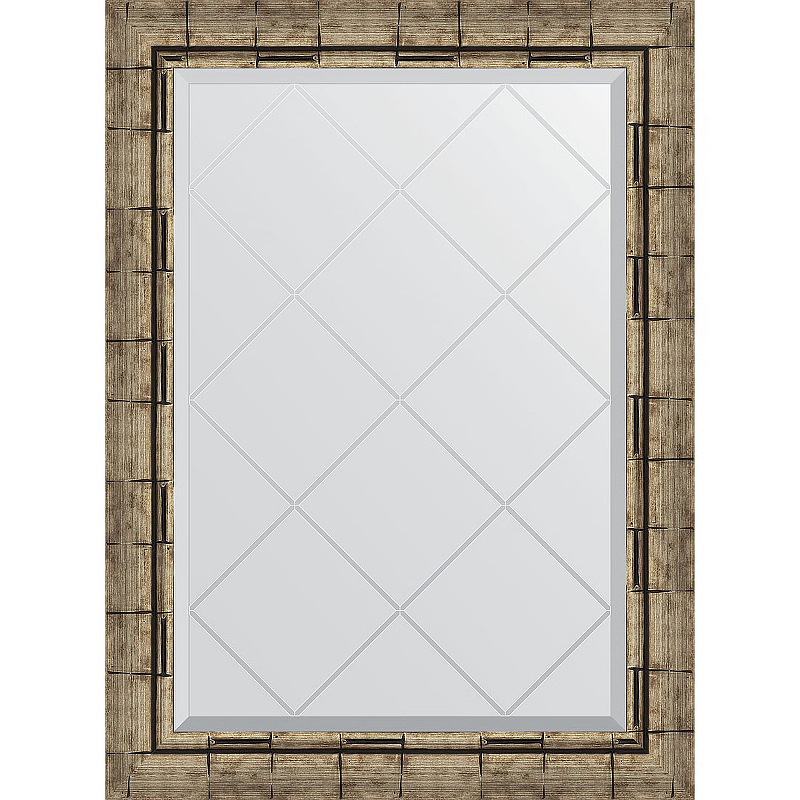 Зеркало Evoform Exclusive-G 86х63 BY 4093 с гравировкой в багетной раме - Серебряный бамбук 73 мм