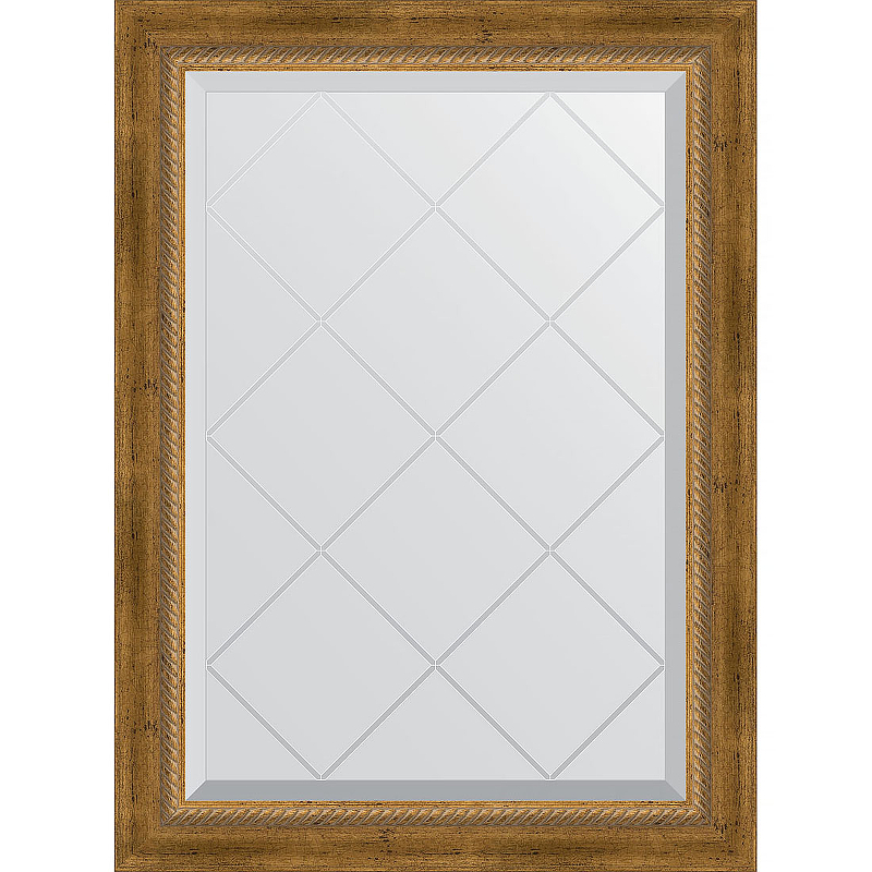 Зеркало Evoform Exclusive-G 86х63 BY 4090 с гравировкой в багетной раме - Состаренная бронза с плетением 70 мм