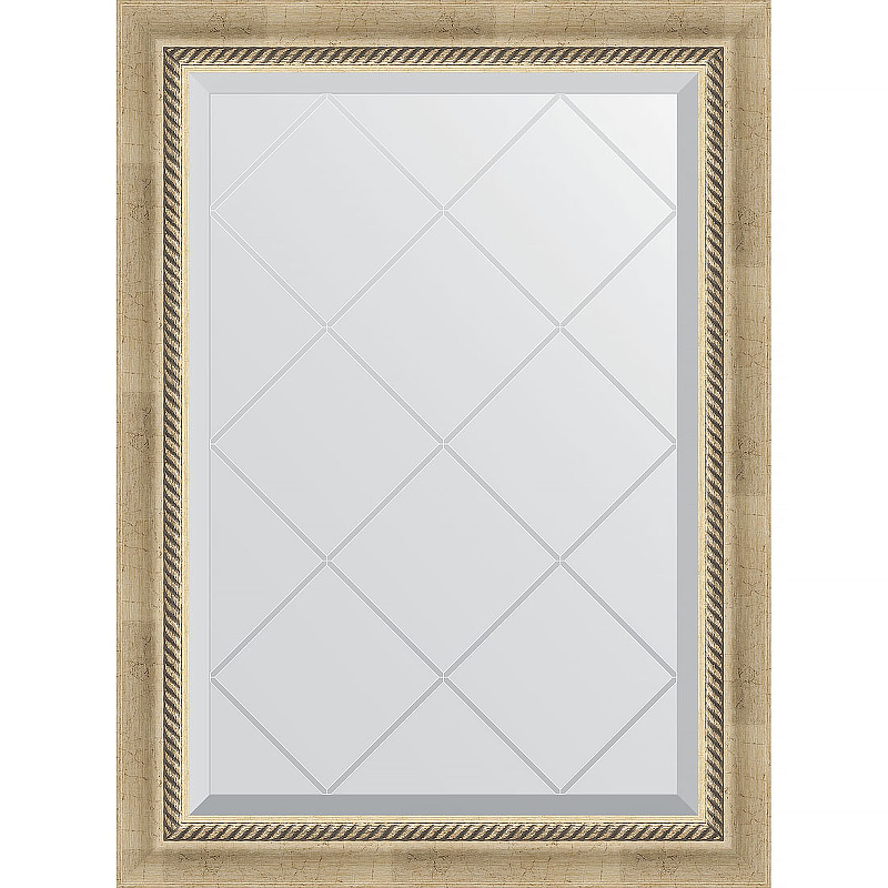 Зеркало Evoform Exclusive-G 86х63 BY 4089 с гравировкой в багетной раме - Состаренное серебро с плетением 70 мм