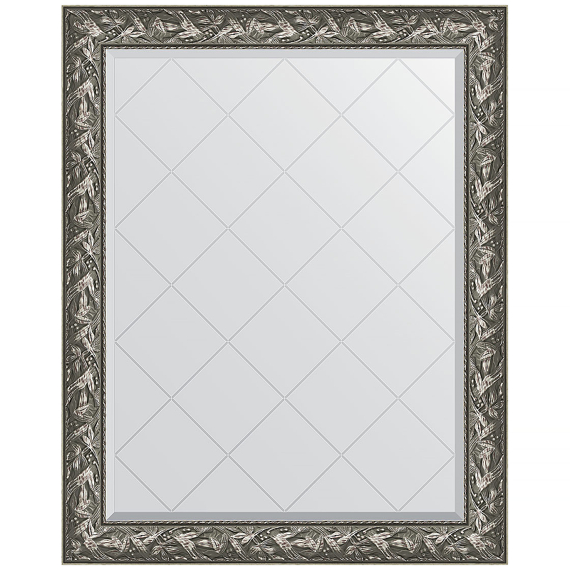 Зеркало Evoform Exclusive-G 124х99 BY 4372 с гравировкой в багетной раме - Византия серебро 99 мм