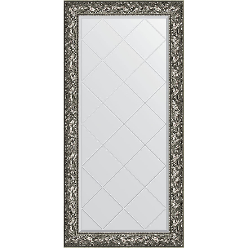цена Зеркало Evoform Exclusive-G 161х79 BY 4286 с гравировкой в багетной раме - Византия серебро 99 мм