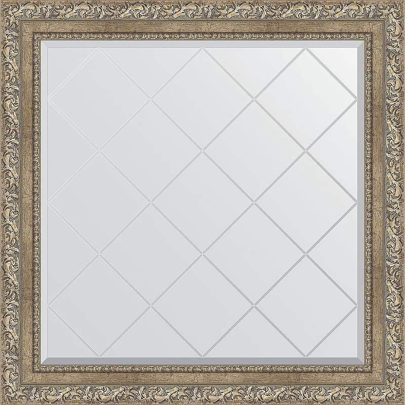 Зеркало Evoform Exclusive-G 85х85 BY 4315 с гравировкой в багетной раме - Виньетка античное серебро 85 мм
