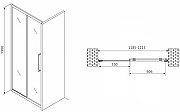 Душевая дверь Abber Schwarzer Diamant 120 AG30120H профиль Хром стекло прозрачное-4
