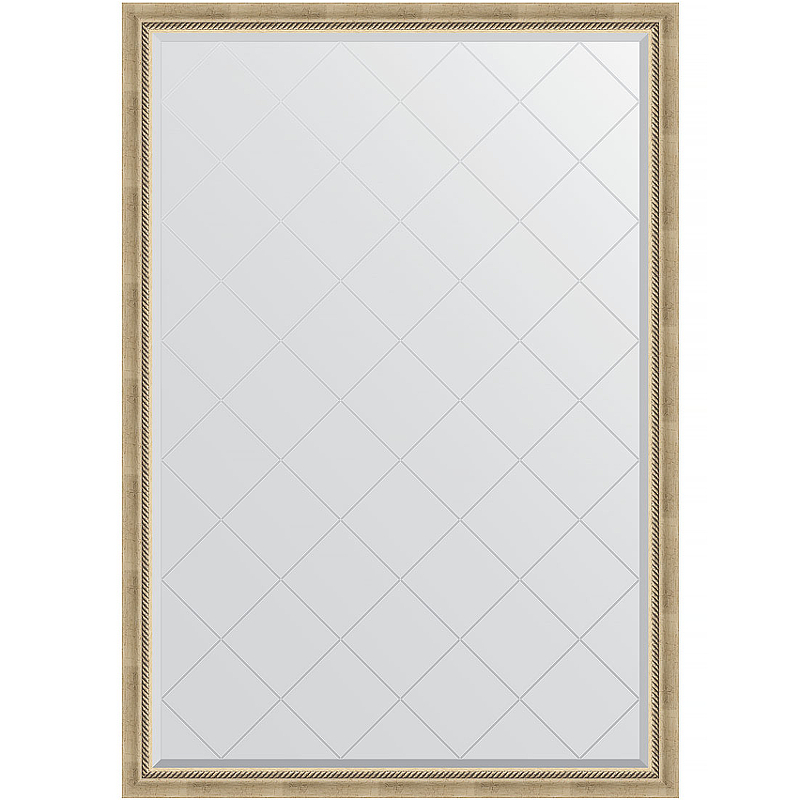 Зеркало Evoform Exclusive-G 183х128 BY 4476 с гравировкой в багетной раме - Состаренное серебро с плетением 70 мм